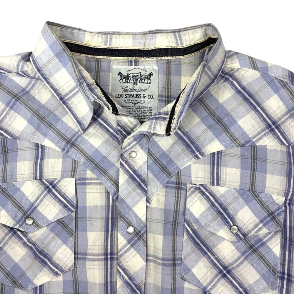 Levi Strauss Western Pearl Snap Plaid Shirt Cowboy Ranch Rodeo Yellowstone XXL